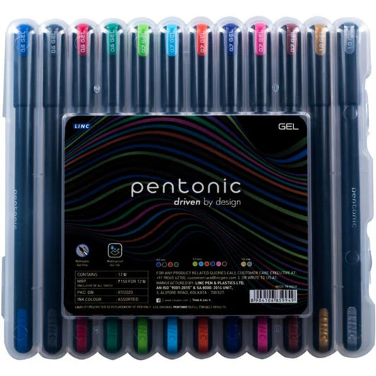 Multicolour 0.6mm Gel Pen Set With Hard Box Case Pentonic