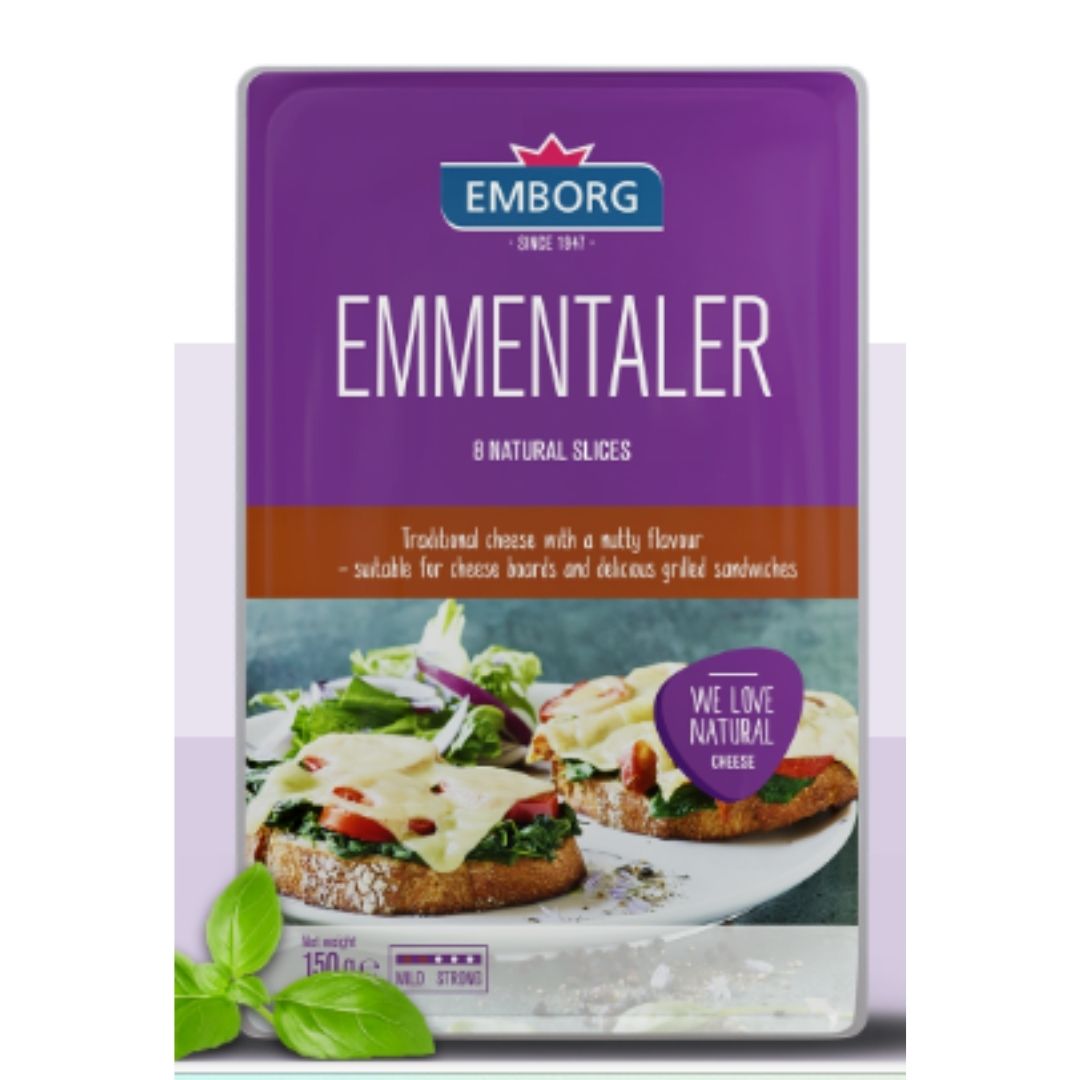 Natural Emmentaler Slices 150g Emborg