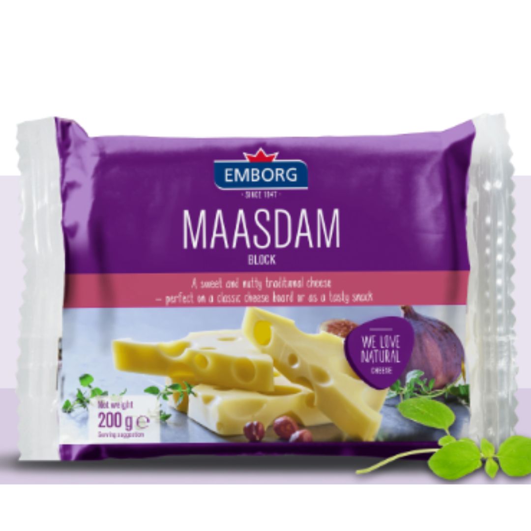 Natural Maasdam Block 200g Emborg