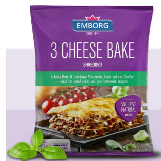 Natural Shredded 3 Cheese Bake 200g Emborg