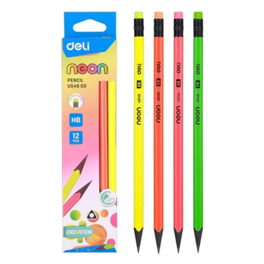 Neon HB Wood Free Pencil Pack Of 12 Deli