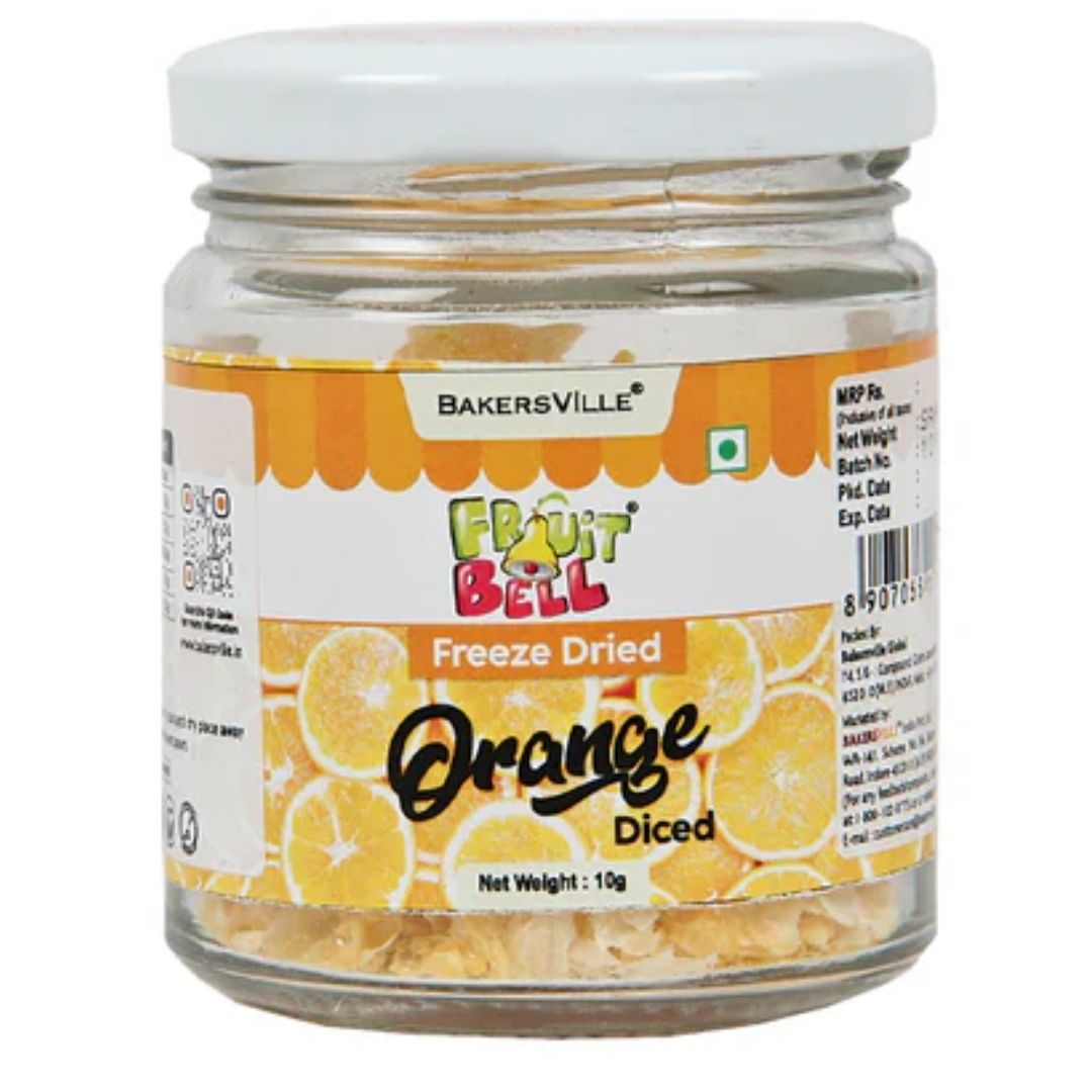 Oraange Fruitbell Freeze Dried Diced 10g Bakersville