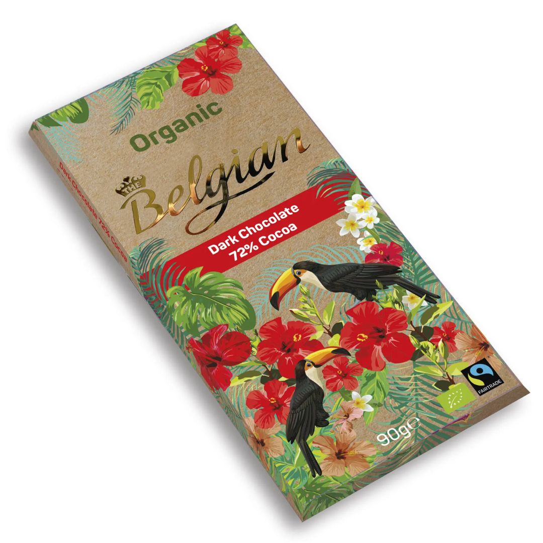 Organic FT Bar Dark Chocolate 72% 90g The Belgian