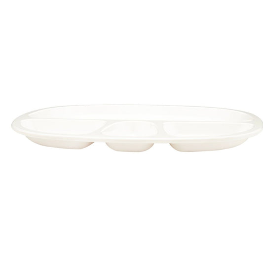 Oval 4 Partation Plate White