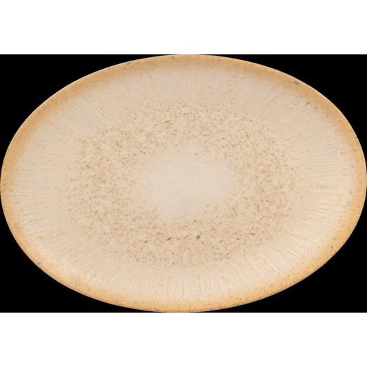 Oval Plate With Foot IRIS Beige