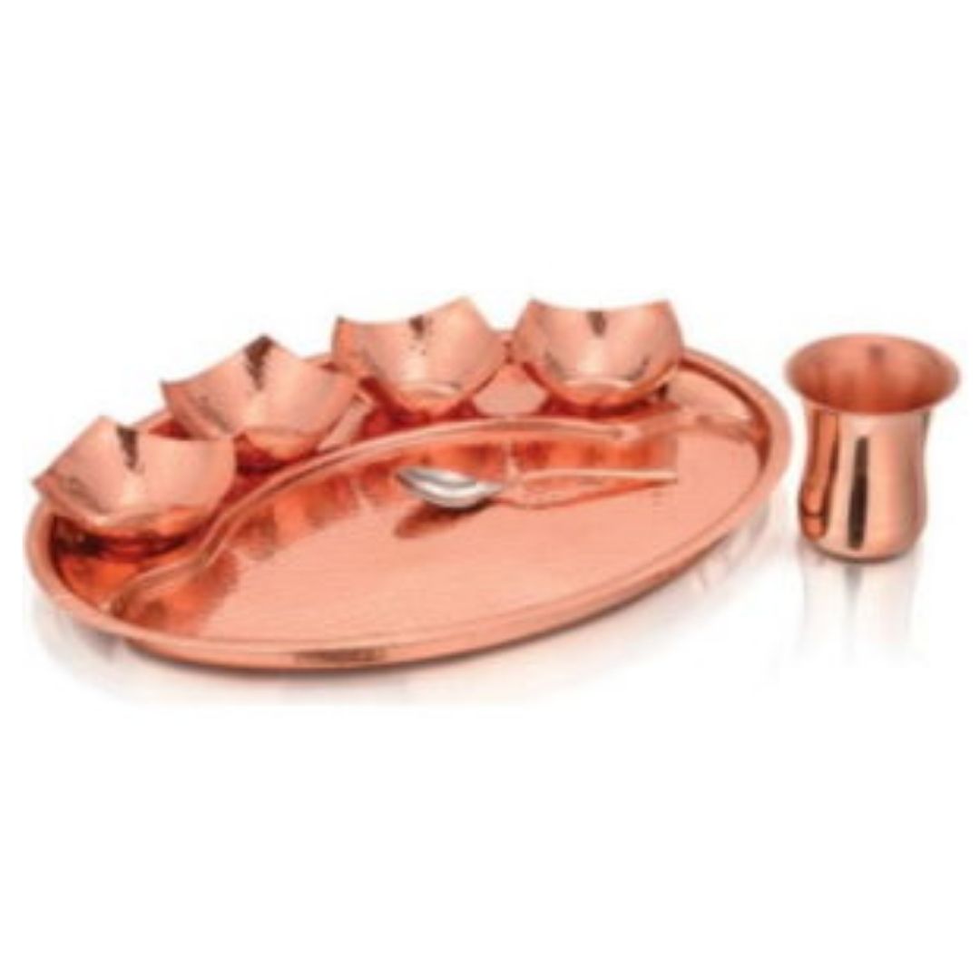 Oval Thali Set – Cu (7 Pcs Set) La Coppera