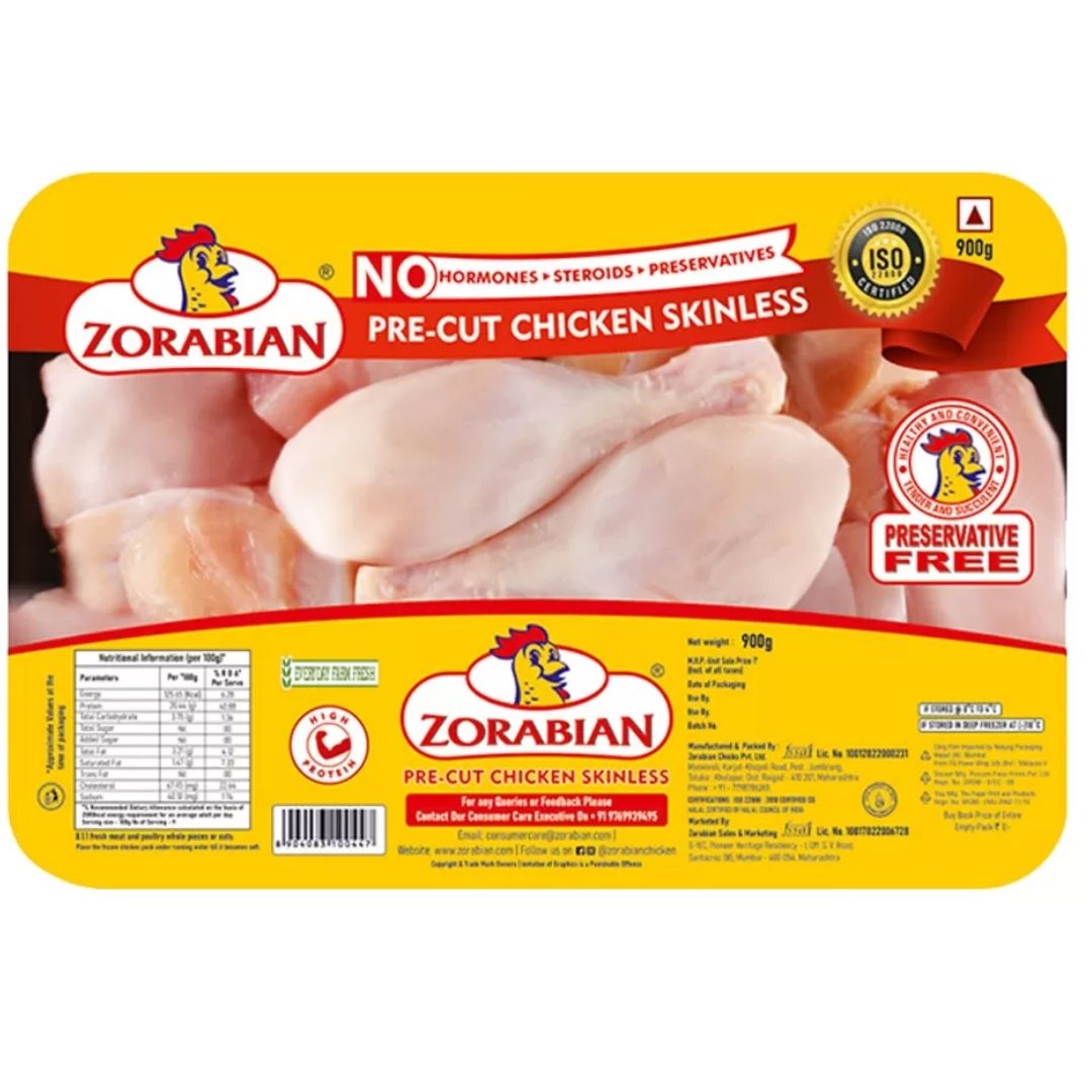 Pre-Cut Chicken Skinless 900gm Zorabian