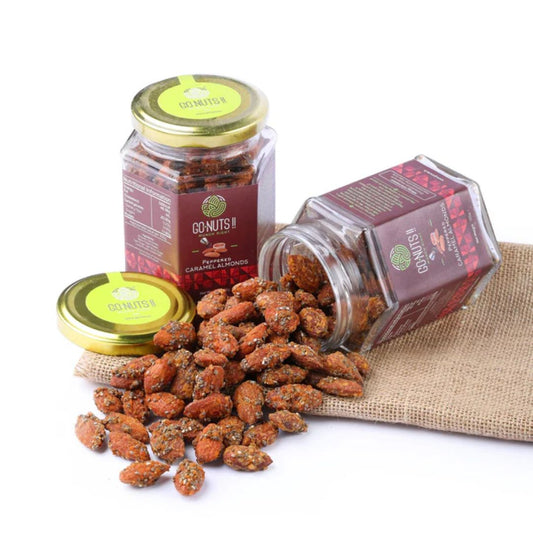 Peppered Caramel Almonds 225gm Go Nuts