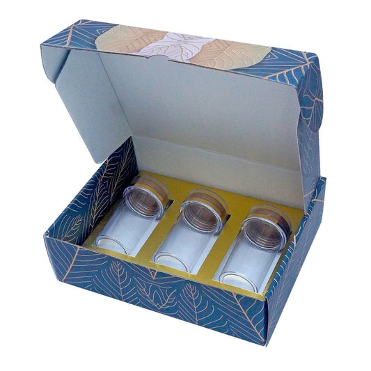 RAJWADI PRINTED CORRUGATED WITH 3 SMALL ACRYLIC JAR _ ( 10_ X 8_ X 3_ )