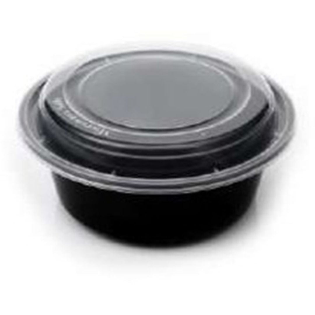 RO 48 Plastic Round Containers With Lid - Black