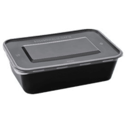 Rectangular Plastic containers 500 ml with lid  (Black)