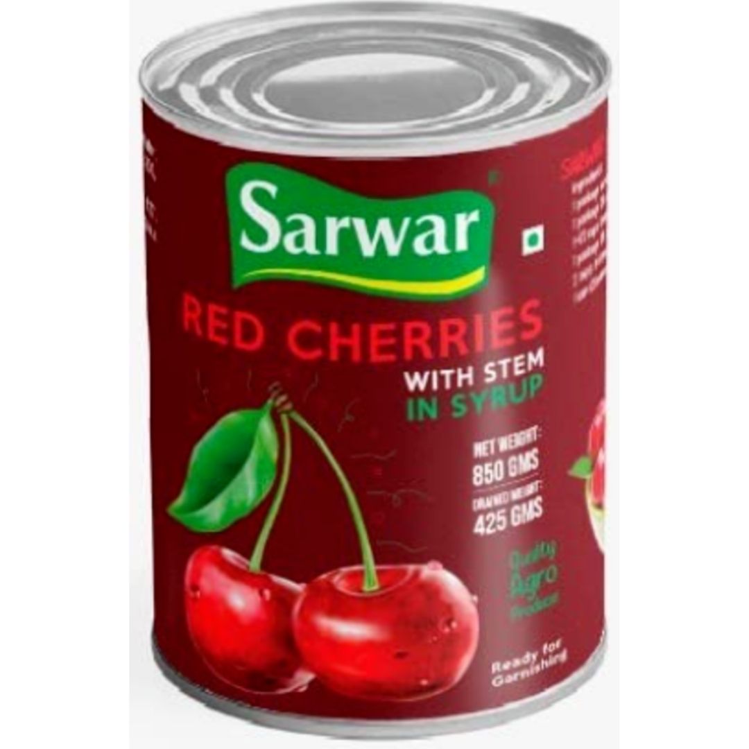 Red Cherry In Syrup (With Stem) (Imported)  800 gm Sarwar