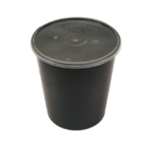 Round Plastic containers 1000 ml With Lid (Black)- Tall