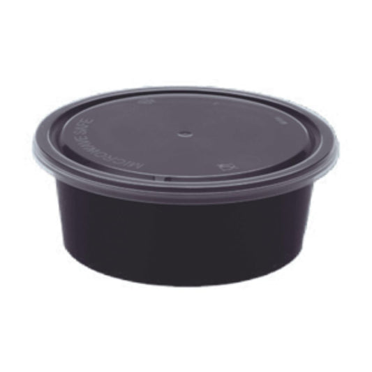 Round Plastic containers 200 ml With Lid (Black)