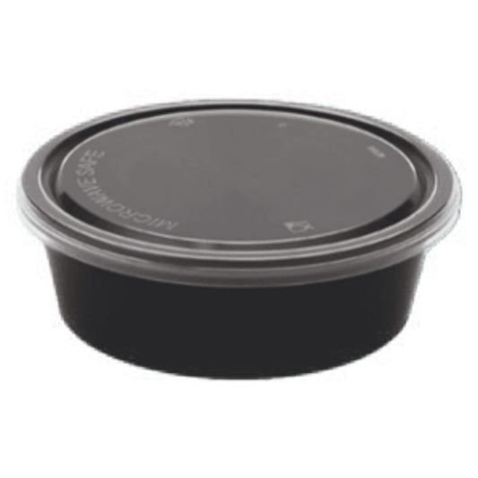Round Plastic containers 250 ml With Lid (Black)