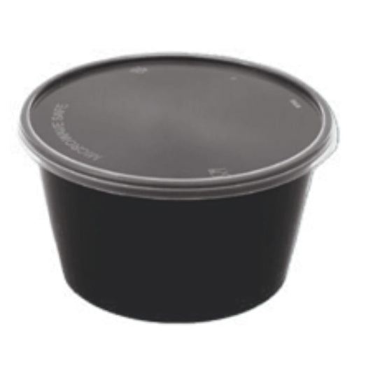 Round Plastic containers 500 ml With Lid (Black)
