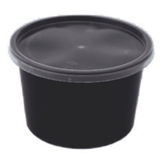 Round Plastic containers 600 ml With Lid (Black)