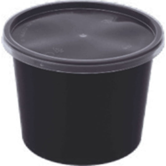 Round Plastic containers 750 ml With Lid (Black)