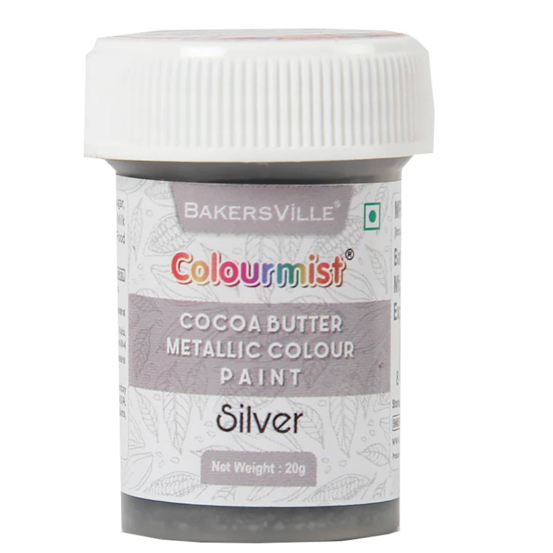 Silver Cocoa Butter Metallic Colour Paint 20g Colourmist