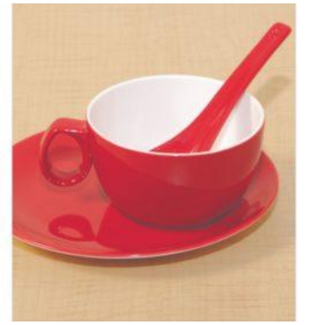 Soup And Snack Set ( White ) 3 Pcs Set Clay Craft