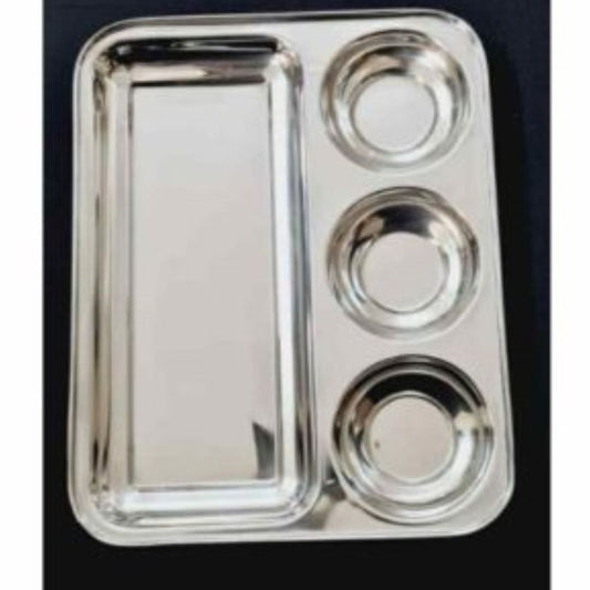 Stainless Steel 4 Compartment Rect Thali