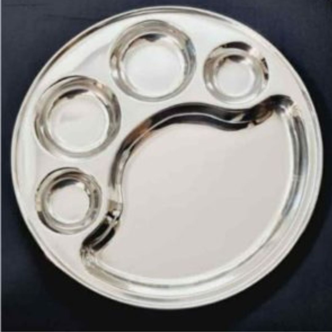 Stainless Steel 4 Compartment Round Thali