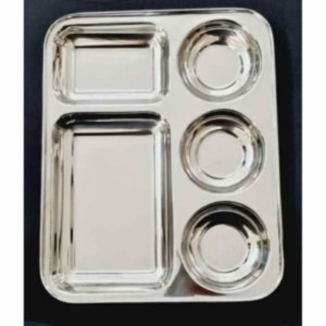 Stainless Steel 5 Compartment Rect Thali