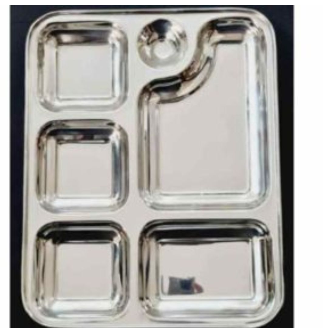 Stainless Steel 6 Compartment Rect Thali