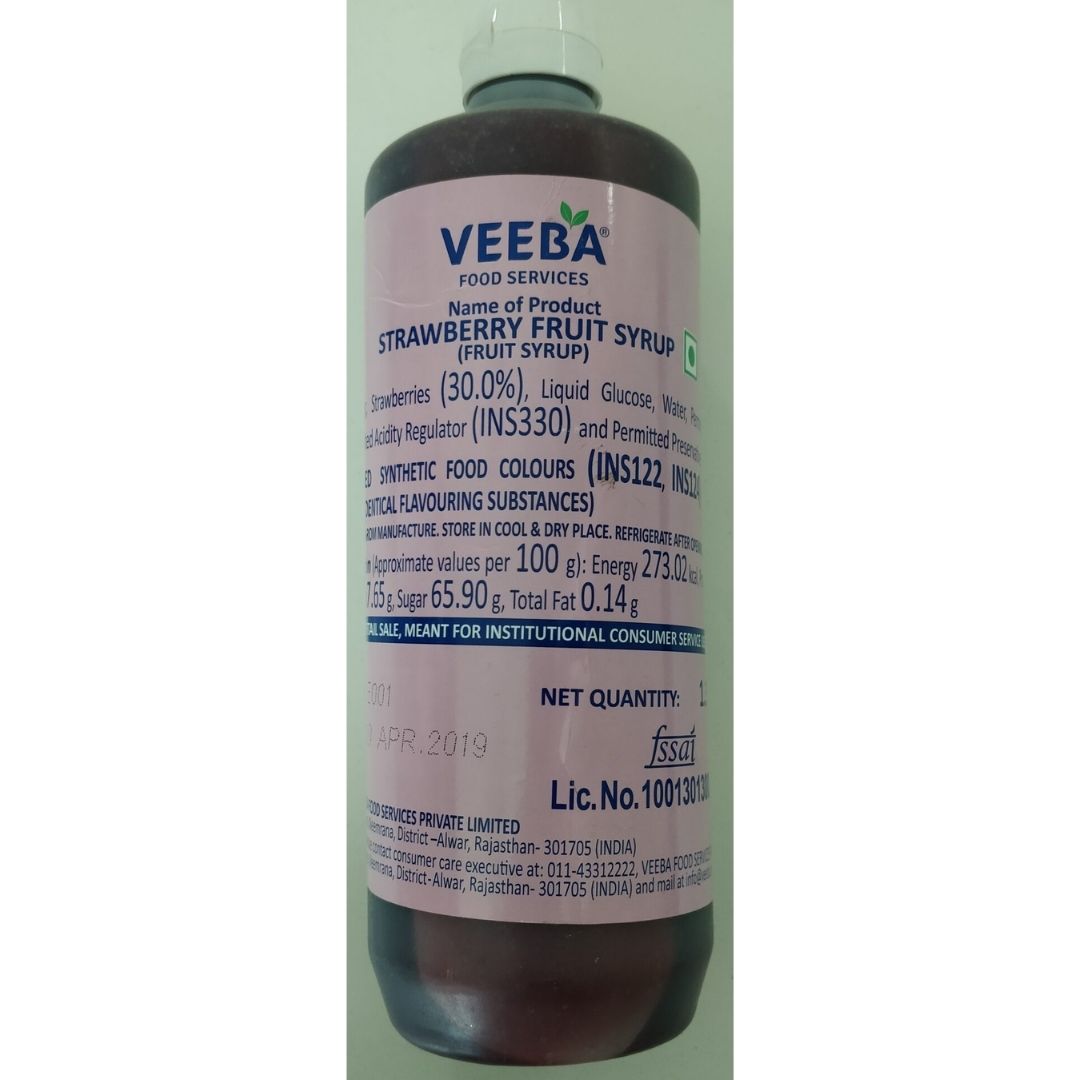 Strawberry Fruit Syrup 1.3 Kg Veeba