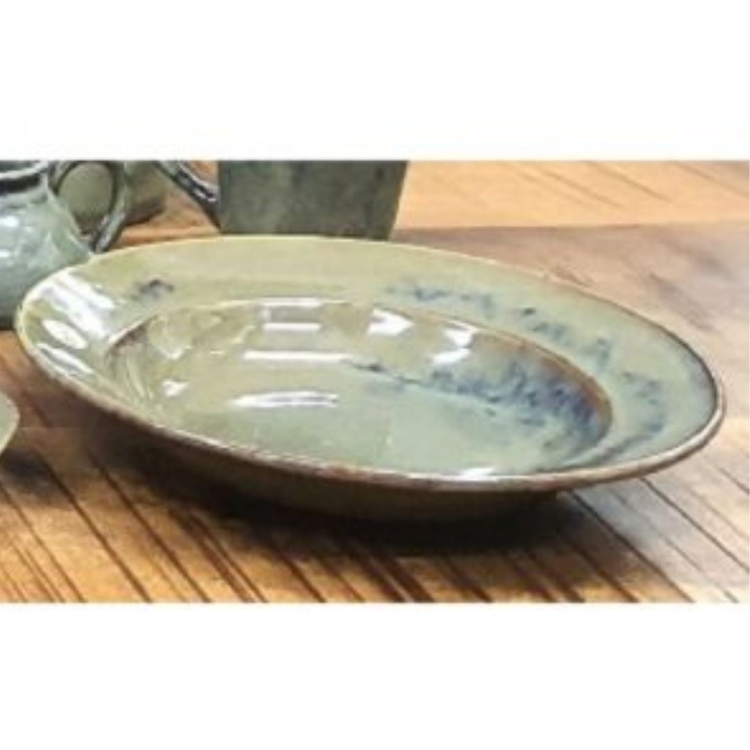 Studio Green Or Blue Cer. Pasta Plate 10″