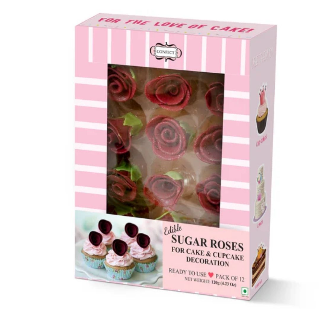 Sugar Roses Cupcake Decoration Burgundy 120 gms Confect