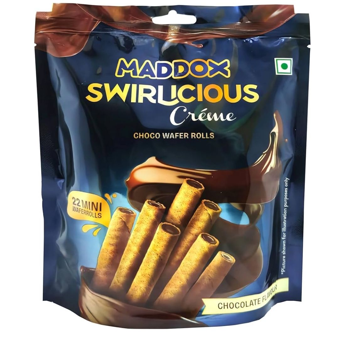 Swirlicious Chocolate Wafer Rolls 135.6g Maddox