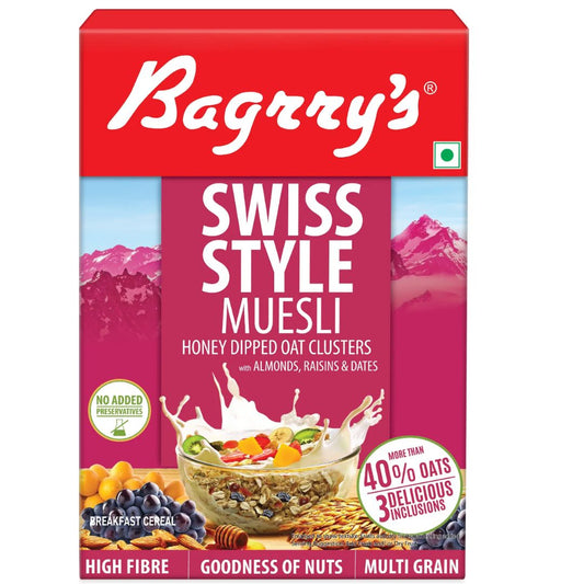 Swiss Style Muesli - High Fibre, Added Bran, 500g Bagrry's