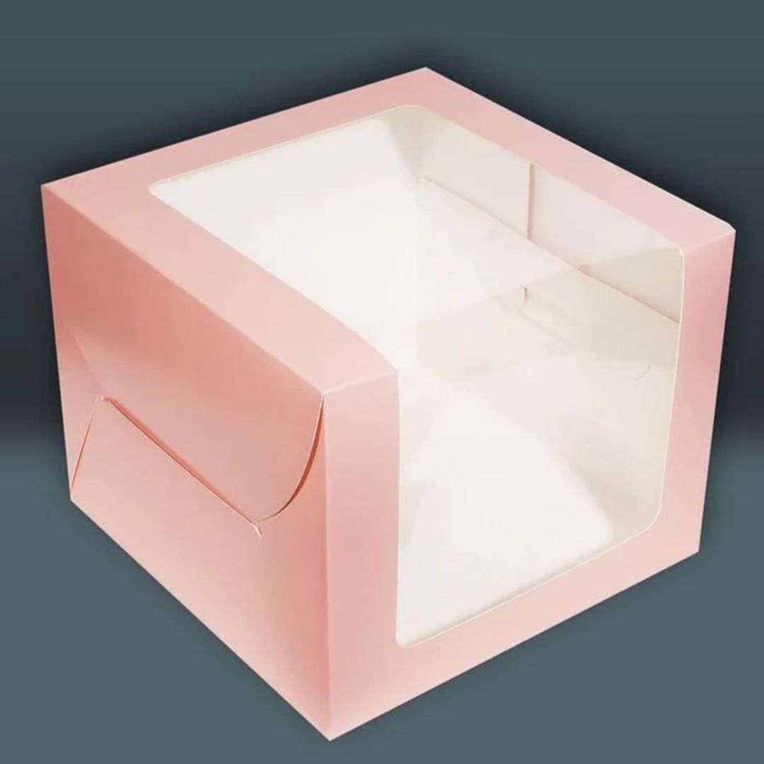 Tall Cake Box - (10_x10_x8_) - Peach ( Window)