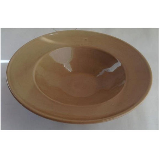 Tan Brown Flange Soup Bowl Outer D- 8.5” x Inner D- 6” x H-2.5” ArtEvo