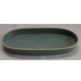 Teal Green Rim- Clear Glaze Wide Oval Tray L- 9.5” x B- 4.5”  ArtEvo