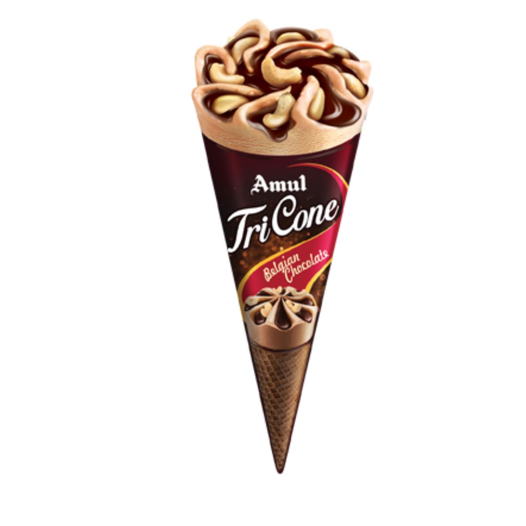 Tri Cone Belgian Chocolate Ice Cream Amul