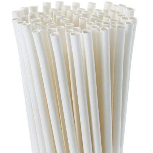 White Paper Straw  6mm x 120mm