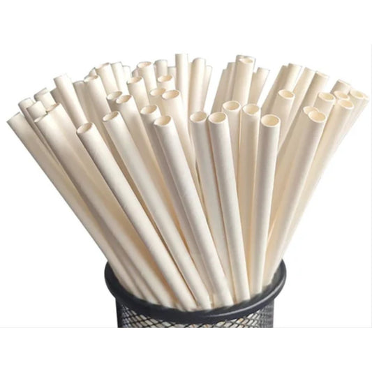 White Paper Straw  6mm x 197mm (8")