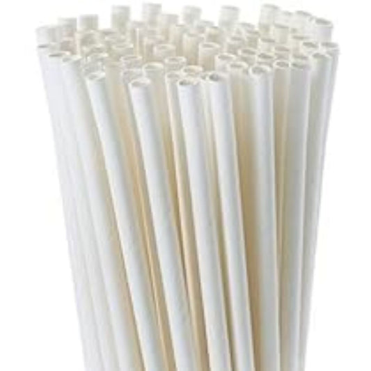 White Paper Straw  6mm x 250mm (10")