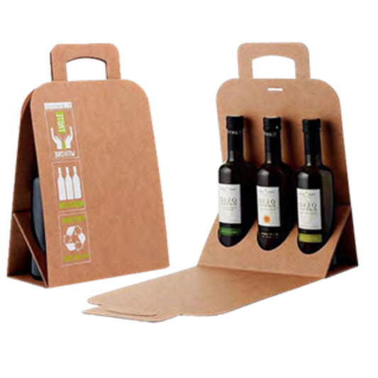 Wine Paper Bags (Foldable) with Handle - Kraft paper (Customized)