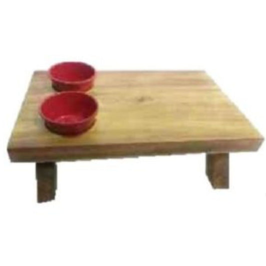 Wooden Bed Shape Platter With Two Dip