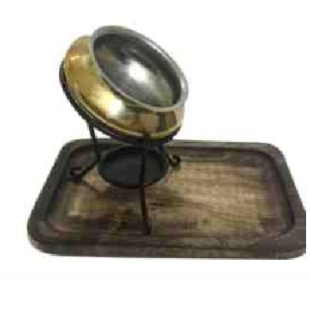 Wooden Platter With Handi For Serving Kulcha Chole