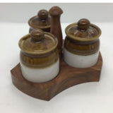 Wooden Tri Pickle Holder for Condiments