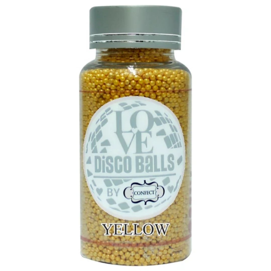 Yellow Disco Balls Sprinkles 2 MM 120 Gms Confect