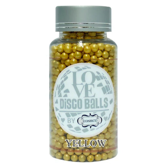 Yellow Disco Balls Sprinkles 3 MM 120 Gms Confect