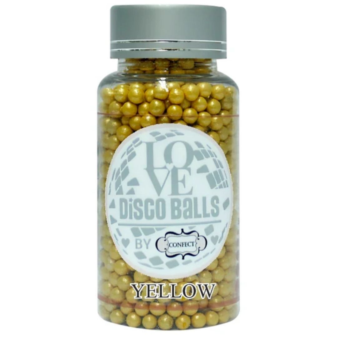 Yellow Disco Balls Sprinkles 6 MM 120 Gms Confect