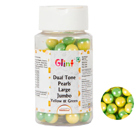 Yellow & Green Dual Tone Pearl Balls 10mm Glint