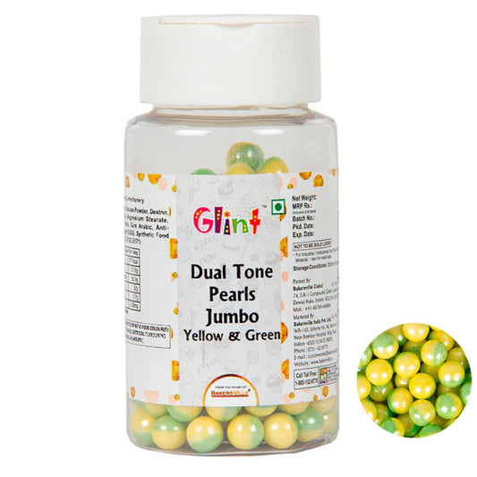 Yellow & Green Dual Tone Pearl Balls 7mm Glint